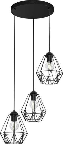 Lampada a sospensione nera a 3 luci con paralume in filo metallico regolabile in altezza E27 lampada a sospensione in metallo tavolo da pranzo soggiorno