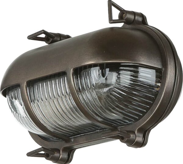 Lampada da esterno in vetro di ottone bianco IP64 E27 L: 21 cm acciaio inox oblò nautico lampada da parete nave