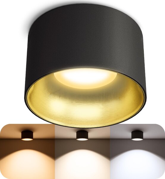SSC-LUXon LED Spot da incasso a soffitto BAHIO Design Faretto oro nero - Downlight Ø 85 mm piatto incl. modulo LED 4 W bianco caldo + bianco neutro + luce diurna 230 V