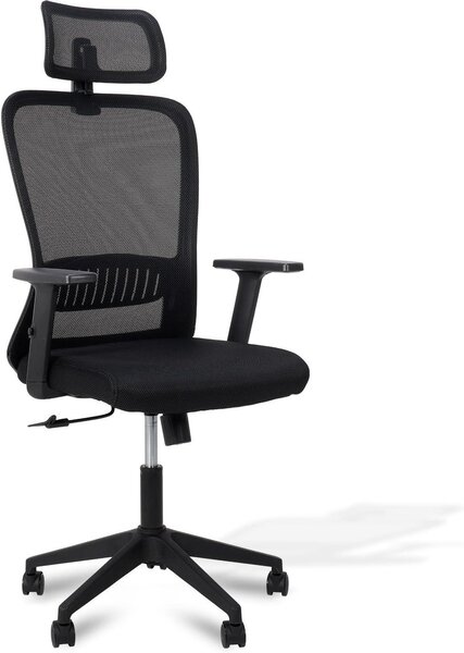 Sedia da ufficio ergonomica - Sedia per l'ufficio e il lavoro da casa - Seduta confortevole - Completamente regolabile - 64 x 55 x 132 cm - Nera