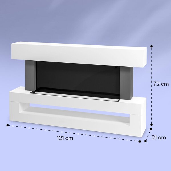 Klarstein Camino Elettrico Basso Consumo, Camino da Terra per Soggiorno, Camino Elettrico da Parete, Caminetto Elettrico 2000W, Camino Finto Decorativo LED, Telecomando, Timer, Controllo Temperatura