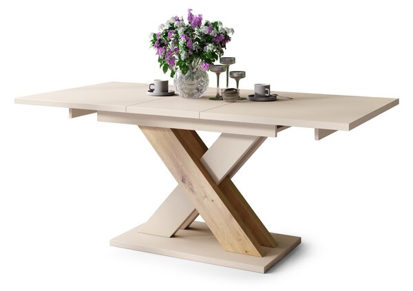 KARO Beige (Champagne)/Rovere Artisan Opaco - MODERNO TAVOLO DA PRANZO ESTENDIBILE FINO A 180 cm!