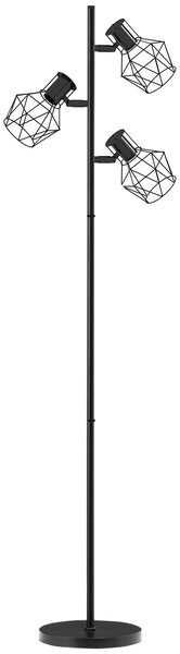 HOMCOM Lampada da Terra 40W con 3 Luci Regolabili e Interruttore a Manopola, in Metallo, 41x28x169 cm, Nero