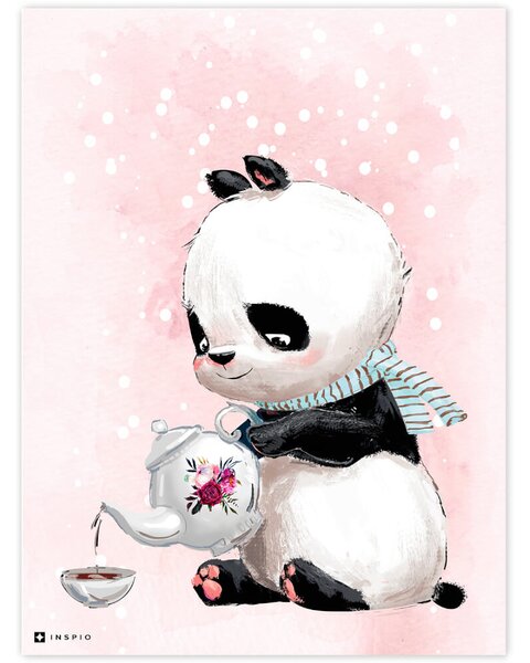 Quadro con il panda in rosa