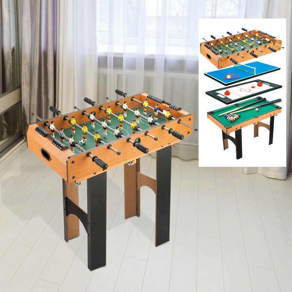 HOMCOM Tavolo Multigioco 4 in 1 con Calcio Balilla, Hockey da Tavolo, Ping Pong e Biliardo in MDF, 92x78x80cm | Aosom Italy
