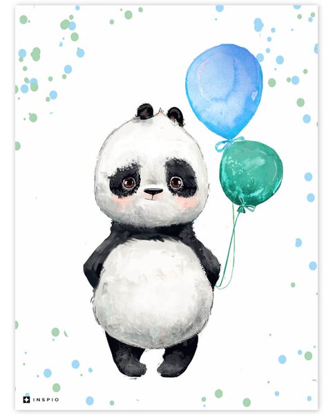 Quadretto - Panda con i palloncini per la camera dei bambini