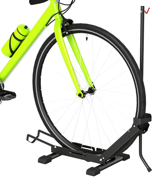 Rastrelliera per Bici Regolabile 75x41x71-81 cm con Tubo di Supporto in Acciaio e Plastica Nero
