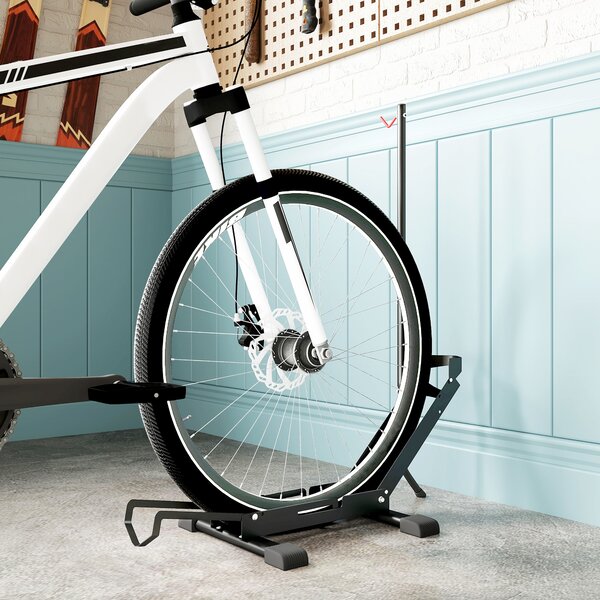 Rastrelliera per Bici Regolabile 75x41x71-81 cm con Tubo di Supporto in Acciaio e Plastica Nero