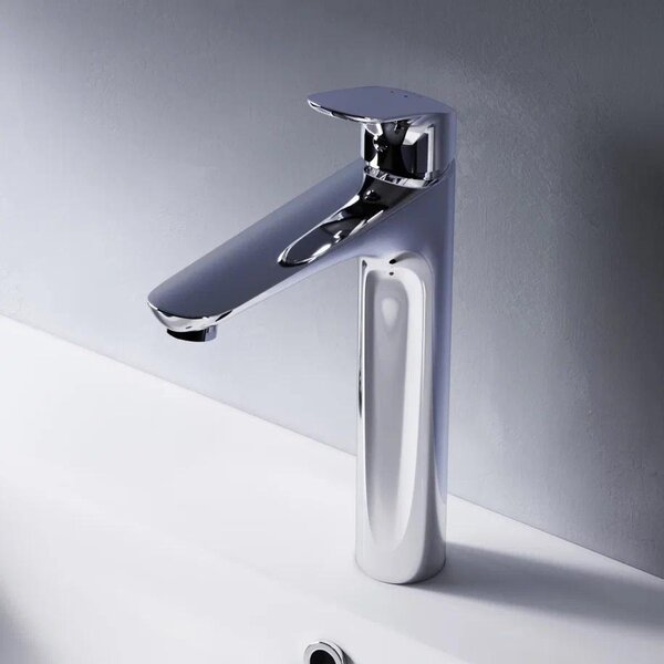 AM.PM Miscelatore per lavabo, rubinetto alto, rubinetto da bagno, miscelatore monocomando cromato, rubinetteria da bagno, miscelatore per lavabo da appoggio