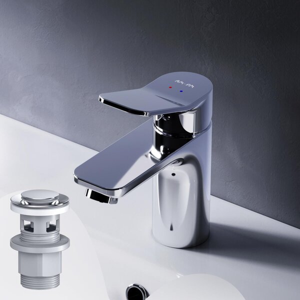 AM.PM Rubinetto da bagno con scarico a scomparsa per lavabo Rubinetto da bagno Cromo Rubinetto per lavabo con scarico a scomparsa Valvola in ottone da 1 1/4 di pollice Scarico
