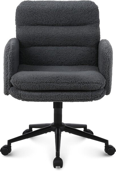 Sedia da ufficio - Sedia confortevole - Ideale per il lavoro da casa - Tessuto in cashmere morbido - Altezza 97 cm - Grigio scuro
