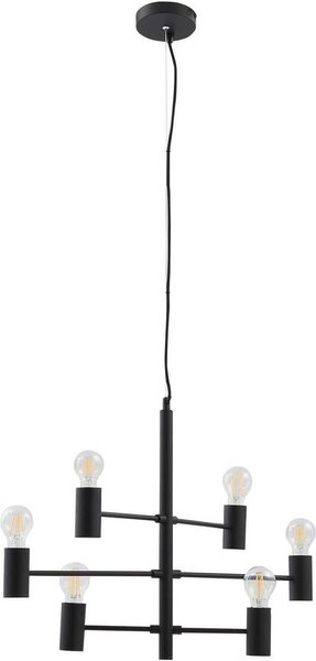 Lucande lampada a sospensione Aidas, nero, metallo, 6 luci