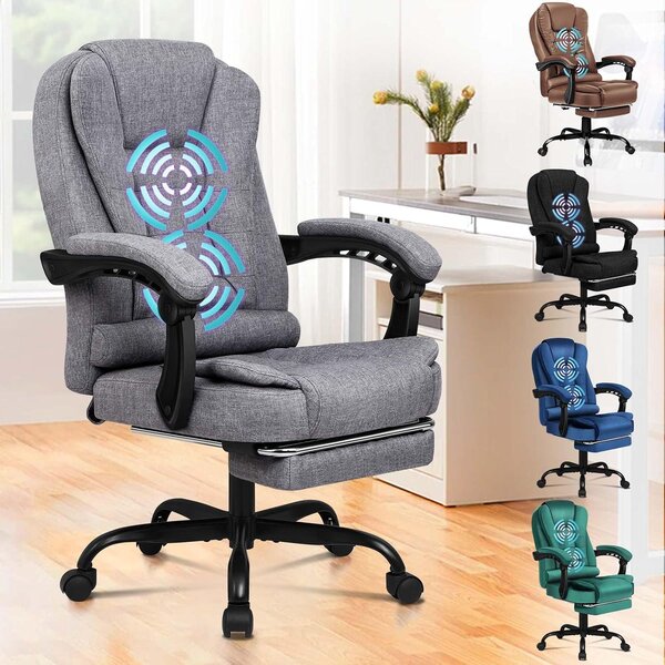 Sedia da ufficio ergonomica - Sedia confortevole con poggiapiedi - Per lavorare in modo rilassato - Dotata di funzione massaggio - Altezza 115 cm - Grigia