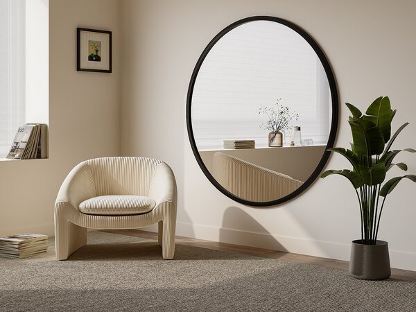 Grande specchio a muro rotondo D. 150 cm in Legno di paulownia Nero - ZANG