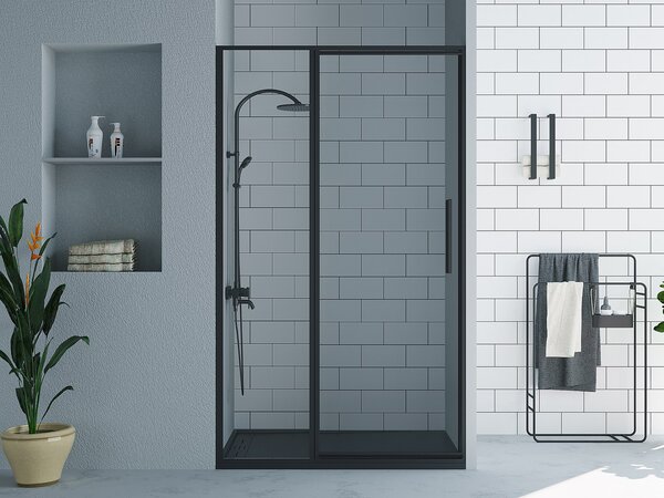 Porta per doccia girevole 120 x 195 cm Nero opaco Stile industriale - TORONI