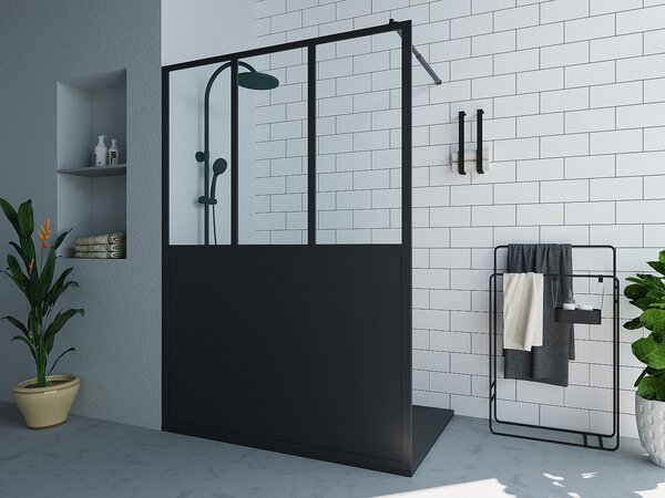 Porta per doccia walk-in Nero opaco Stile atelier 140 x 200 cm - URBANIK