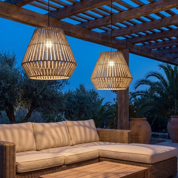 Lampada a sospensione a LED per esterni dimmerabile IP54 Taupe bianco caldo 3000 K 900 lm Luce a sospensione moderna