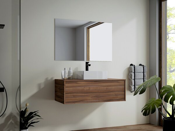 Mobile sotto lavabo sospeso 94 cm Naturale scuro - TEANA II