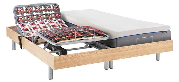 Set da relax, con sospensioni, memory foam, HESIODE III di YSMÉE - Motori OKIN - Quercia naturale - 2 x 70 x 190 cm