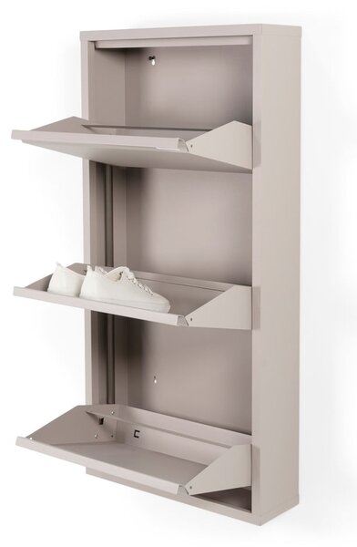 Scarpiera grigio tortora in metallo con ante ribaltabili 50x103x15 cm Billy – Spinder Design