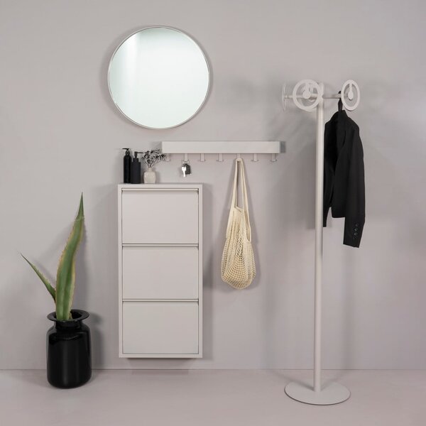 Scarpiera grigio tortora in metallo con ante ribaltabili 50x103x15 cm Billy – Spinder Design