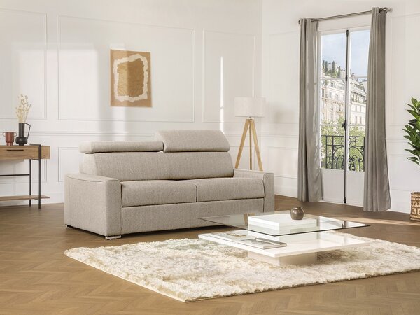 Divano letto 4 posti express doghe larghe memory foam Letto: 160 cm x 22 cm Tessuto Beige - VIZIR