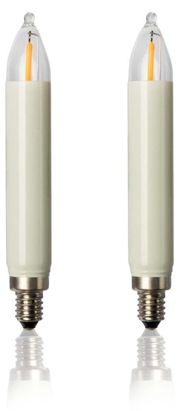 Candela LED a filamento avorio (30) 0,5W 8V bianco caldo E10 blister di 2 pezzi