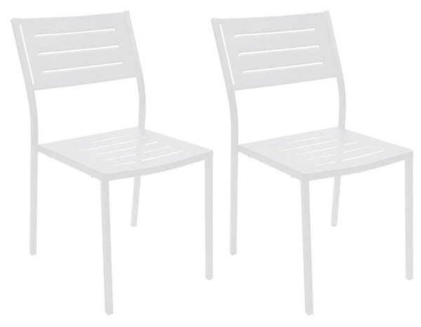 Set 2 Sedie Da Giardino 46x58x84 Cm In Acciaio Rd Italia Dorio Bianche