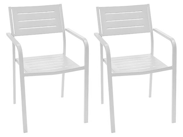 Set 2 Sedie Da Giardino 54x58x84 Cm In Acciaio Con Braccioli Rd Italia Dorio Bianche