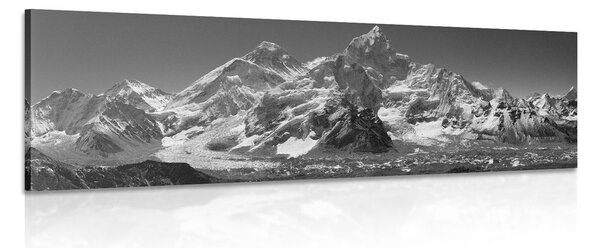 Quadri di un bellissimo picco di montagna con un design in bianco e nero
