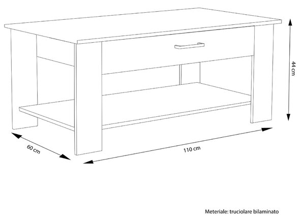 BERRY - tavolino da salotto moderno cm 110 x 60 x 44 h