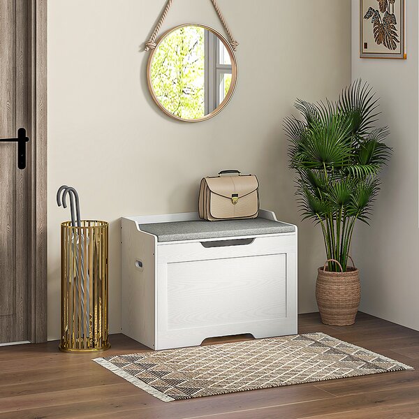DecHome Cassapanca in Legno Panca contenitore Dimensioni 75x40x56 cm colore Bianco