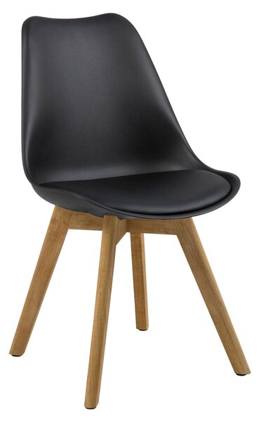 Sedia RINA Nera con cuscino / struttura rovere naturale