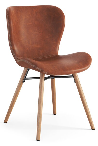 ALTEA ecopelle Retro Brandy/gambe rovere naturale - MODERNA SEDIA PER SALONE/SOGGIORNO/CUCINA/UFFICIO