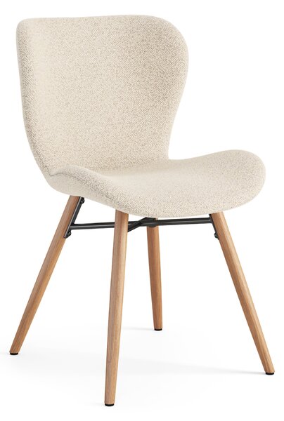 ALTEA Crema (tessuto Monza 90)/gambe rovere naturale - MODERNA SEDIA BOUCLÉ PER SALONE/SOGGIORNO/CUCINA/UFFICIO
