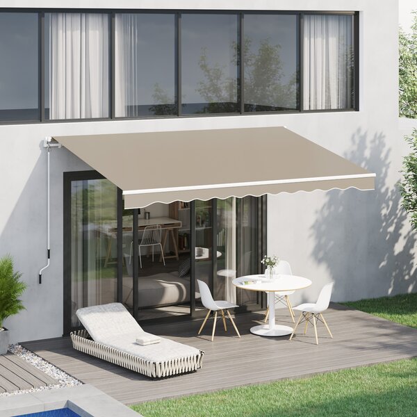 Outsunny Tenda da Sole a bracci retraibili per Esterno con Avvolgibile a Manovella in Metallo e Alluminio, 395x245cm, Beige | Aosom Italy