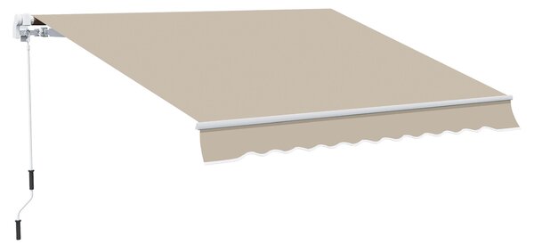 Outsunny Tenda da Sole a bracci retraibili per Esterno con Avvolgibile a Manovella in Metallo e Alluminio, 395x245cm, Beige | Aosom Italy