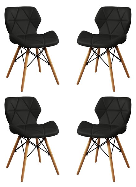 NAOMIE - sedia moderna in ecopelle e legno set da 4