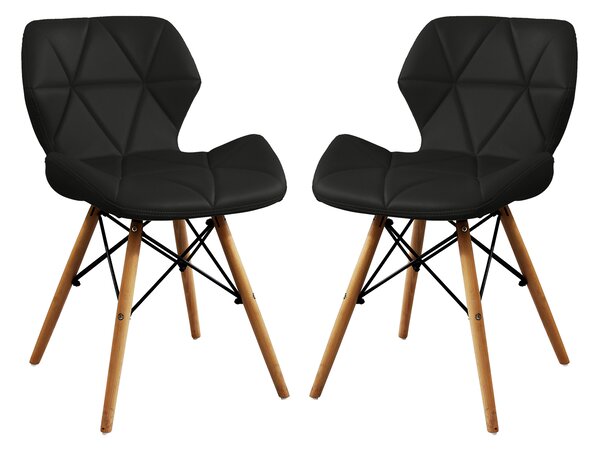 NAOMIE - sedia moderna in ecopelle e legno set da 2