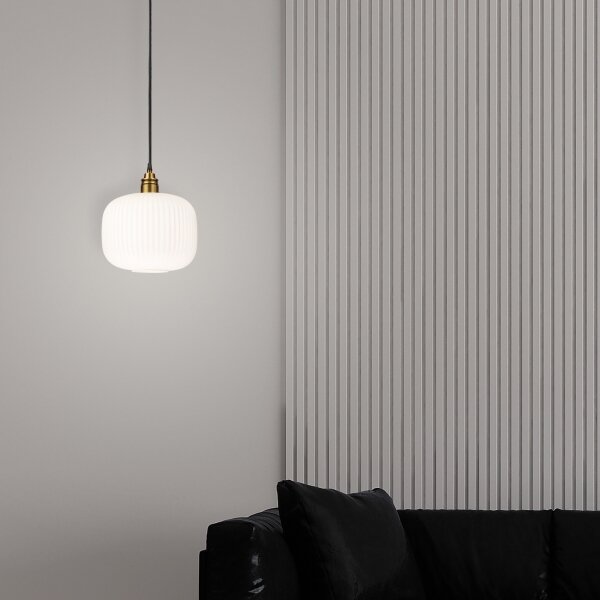 Lampada a sospensione con cavo HECTOR 1xE27/15W/230V bianco/ottone diam. 25 cm