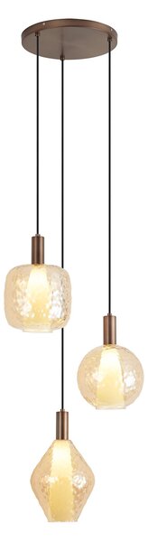 Lampada a sospensione di design bronzo scuro 3 luci - Ard