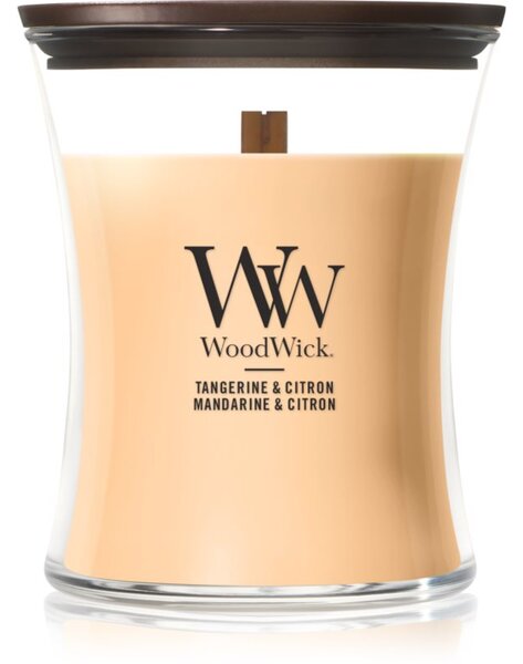 Woodwick Tangerine & Citron candela profumata con stoppino in legno 275 g