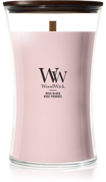 Woodwick Rose Blush candela profumata con stoppino in legno 610 g