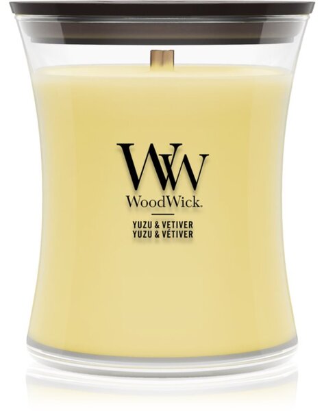 Woodwick Yuzu & Vetiver candela profumata con stoppino in legno 275 g