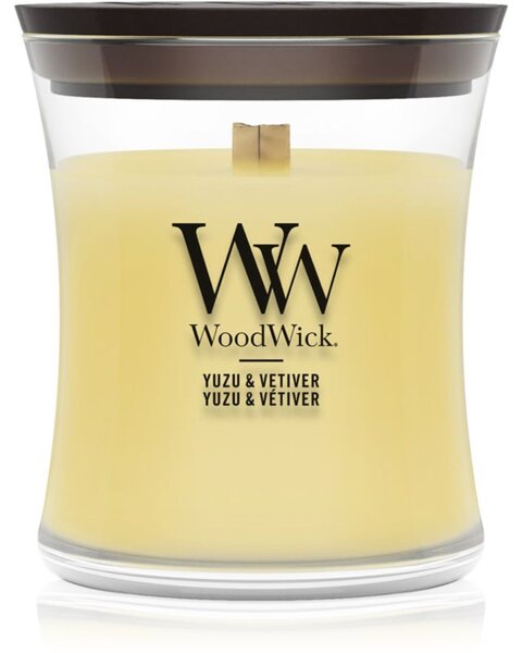Woodwick Yuzu & Vetiver candela profumata con stoppino in legno 85 g