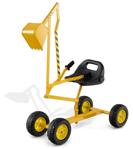 Costway Escavatore per sabbiera con comandi a 2 mani e pala flessibile, Escavatore per bambini schienale ergonomico Giallo