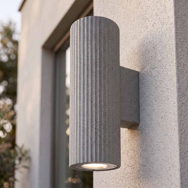 Applique Cilindrica in Cemento Scuro Rigato GU10 IP65 - NOVILUMIO