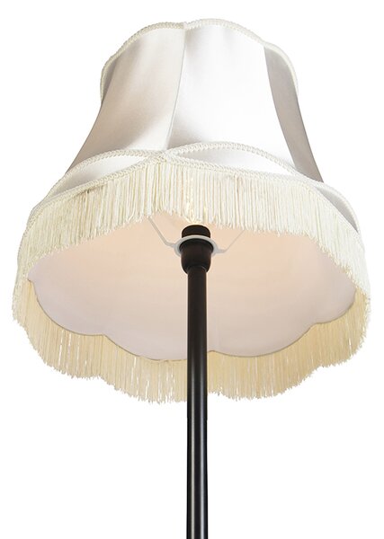 Lampada da terra retrò nera con paralume granny crema 45 cm - Simplo