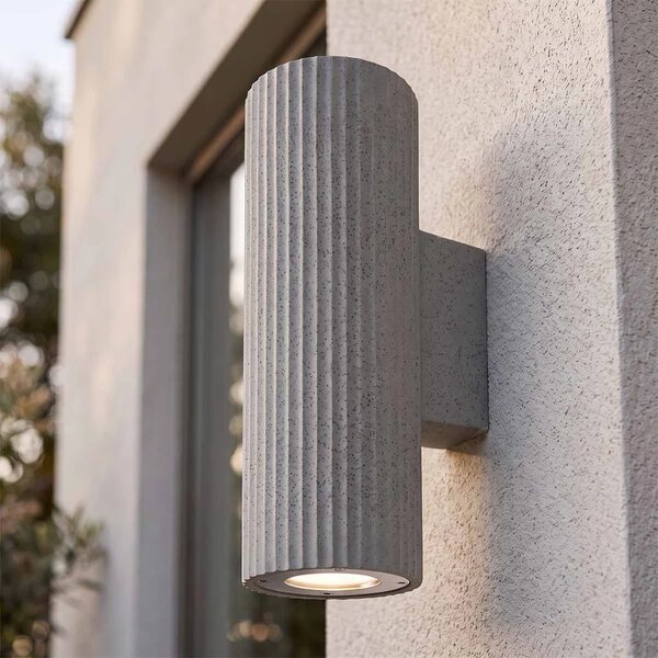 Applique Cilindrica in Cemento Scuro Rigato GU10 IP65 - NOVILUMIO