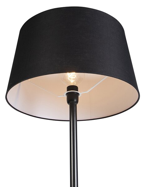 Lampada da terra nera con paralume in lino nero 45 cm - Simplo